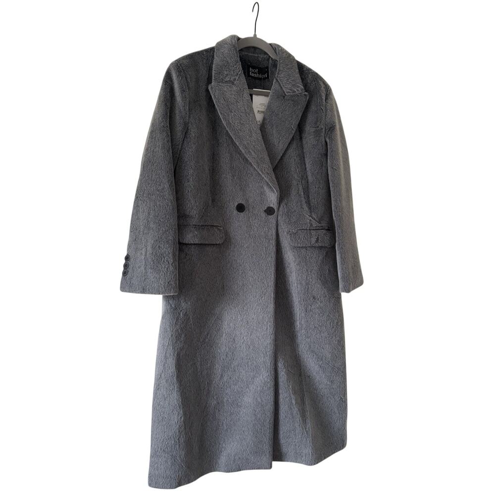Gray Faux Fur Coat Women Luxury Soft Plush Jacket Elegant Outerwear - Picture 8 of 11